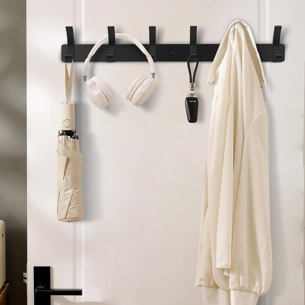 Kleiderhaken Wand 2er Set Hakenleiste Garderobe mit 6 Haken schwarz