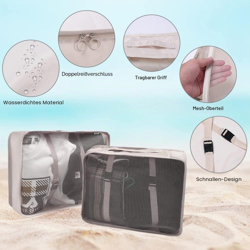 Koffer Organizer Set 8 Teile Packing Cubes Reise Packtaschen Beige