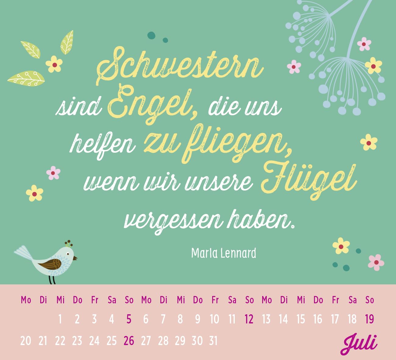 Tischkalender 2026 Mini fuer Schwesterherz Geschenk Kalender 2026