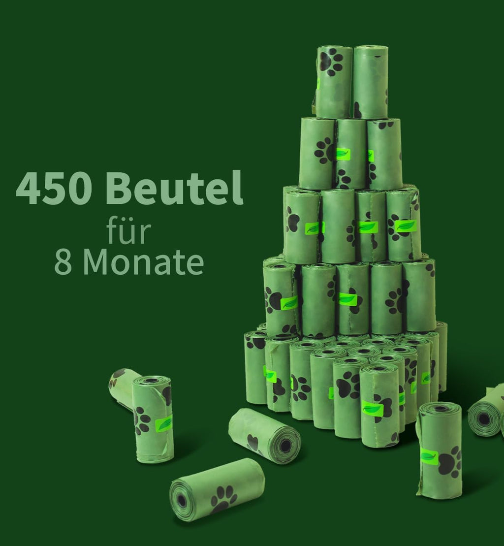 450 Hundekotbeutel biologisch abbaubar Duft 28 Rollen mit Spender