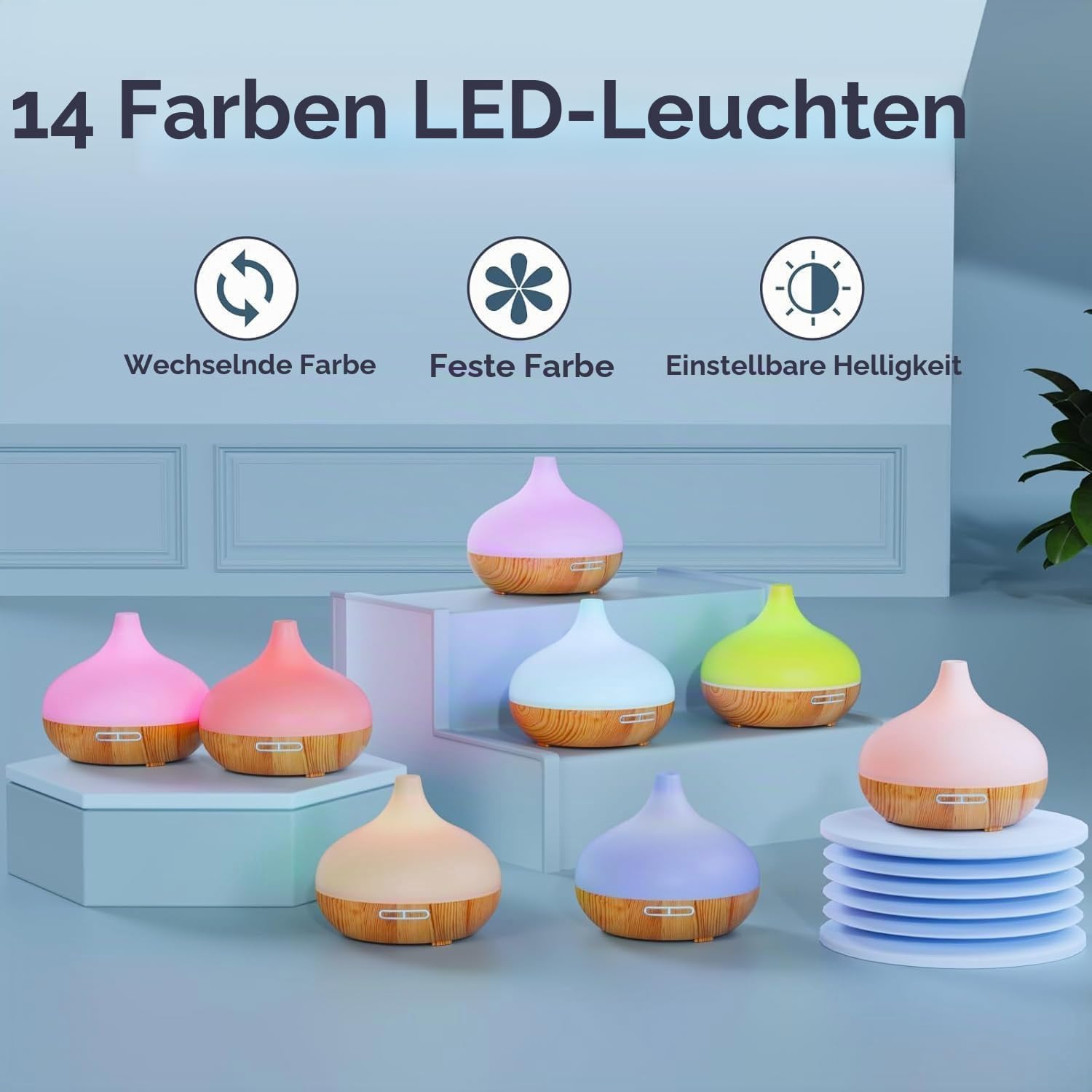 Aroma Diffuser 500 ml mit Fernbedienung 14 LED Farben Timer Duftzerstaeuber