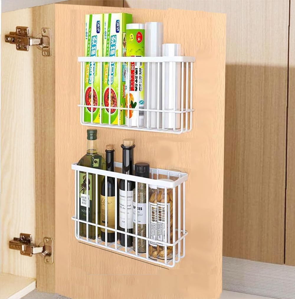 2er Set Selbstklebende Aufbewahrungsboxen fuer Kuehlschrank Schrank Bad Weiss