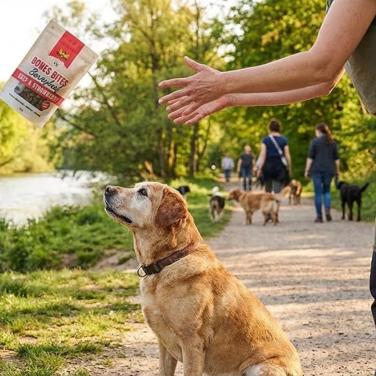 Bones Bites Berry’Beef Hundeleckerlis 80% Rind 8% Erdbeere getreidefrei