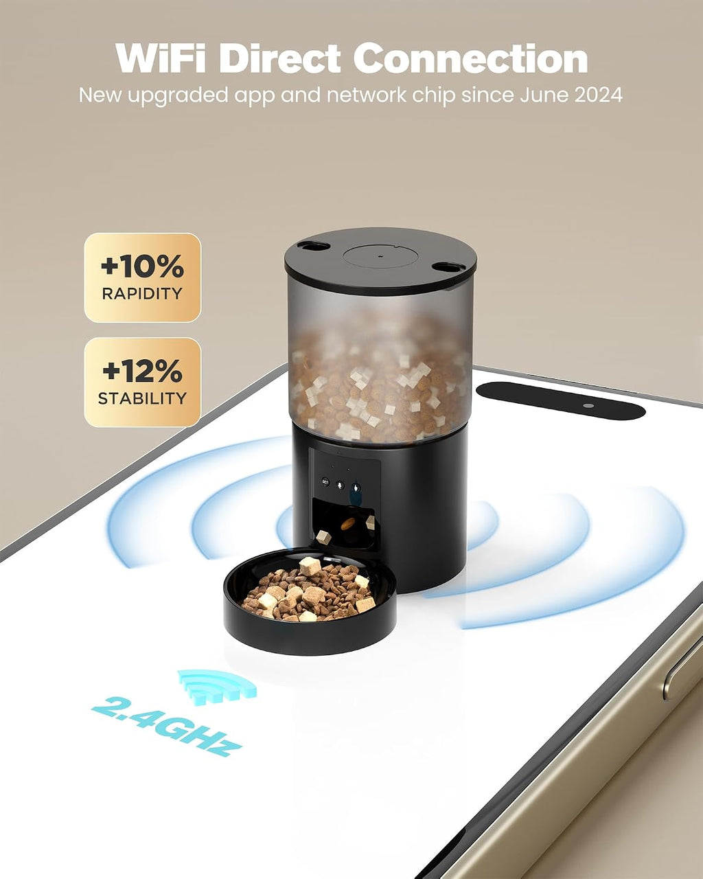 Futterautomat mit WLAN App-Steuerung, Timer, Schwarz