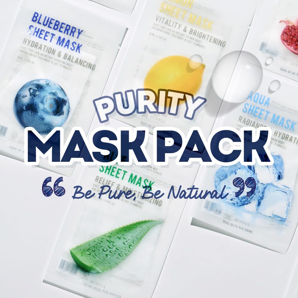 EUNYUL Purity Tuchmasken Set 8 Stueck Koreanische Gesichtsmasken
