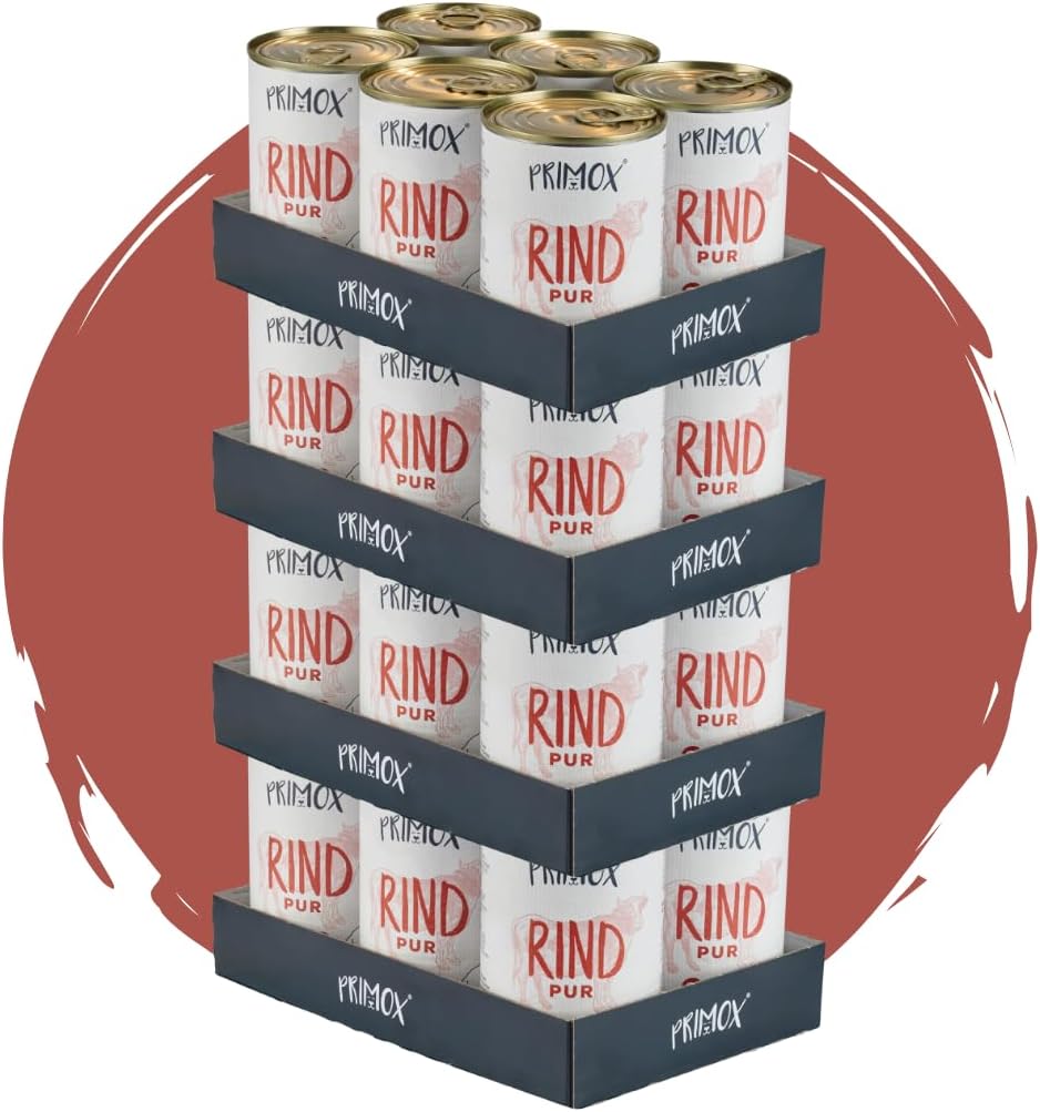 PRIMOX Nassfutter Pferd 12x400g Monoprotein 70% Fleisch Getreidefrei