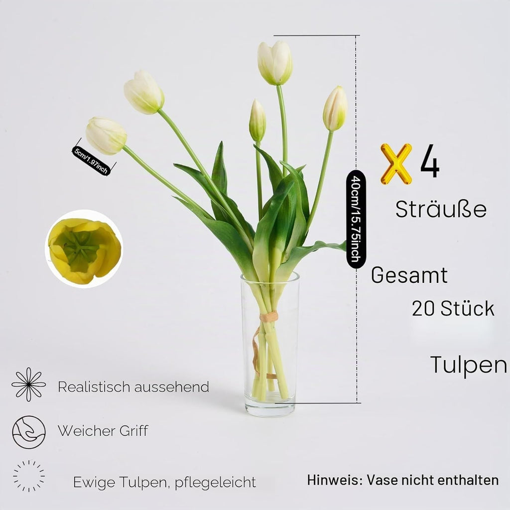 Kuenstliche Tulpen Real Touch 20 Stueck Strauss Kunstblumen Deko
