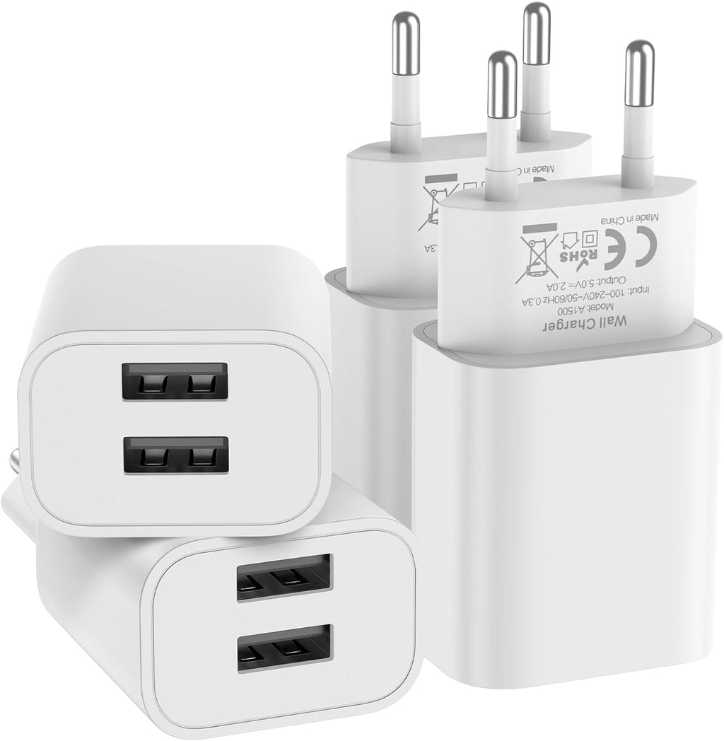 4x USB Ladegeraet Netzteil fuer iPhone Samsung Handy ohne Kabel