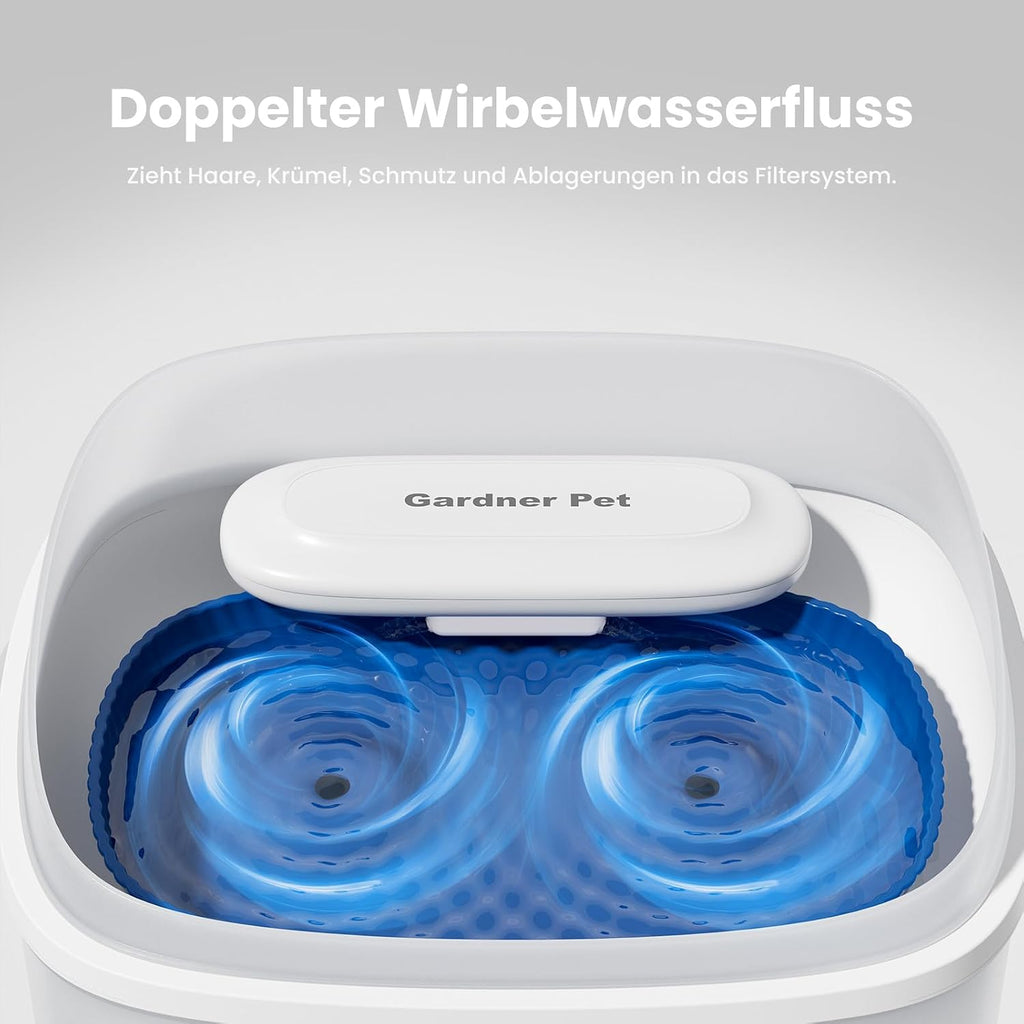 Gardner Pet Trinkbrunnen Vortex Filter transparenter Tank leise
