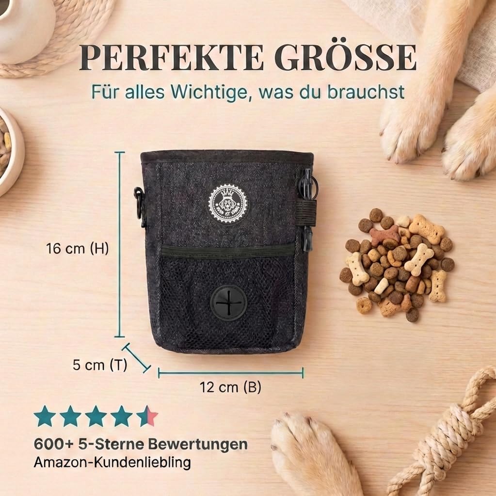 HUND IST KÖNIG Leckerlibeutel Hundetraining Futterbeutel mit Kotbeutelspender