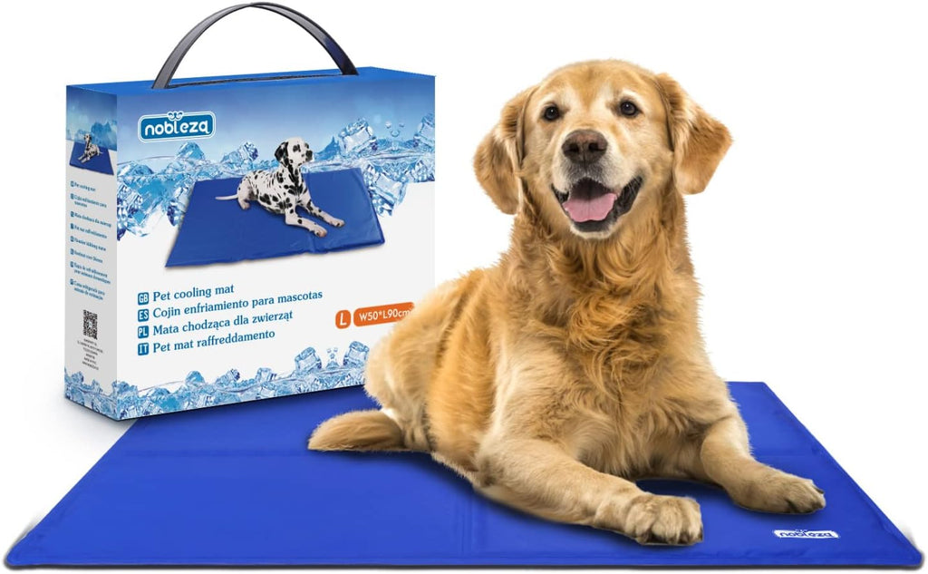 Nobleza Kuehlmatte fuer Hunde 65x50 cm Blau selbstkuehlend Gel 1cm-2cm