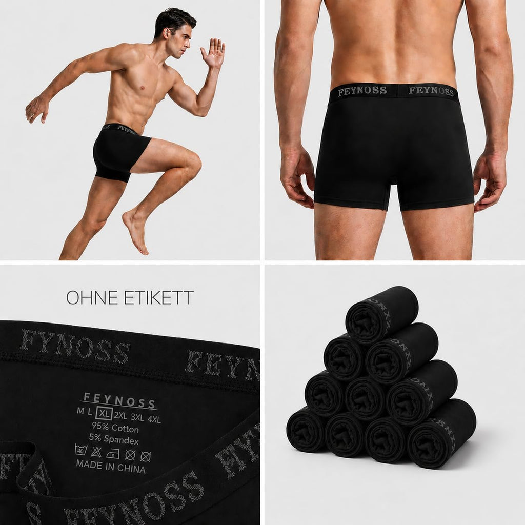 Boxershorts Herren 10er Pack - Baumwolle mit elastischem Bund, atmungsaktiv & oh