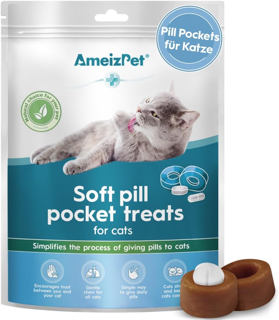 AmeizPet Pill Pockets Katze Tabletten-Leckerlis Medikamenten Snack 50g