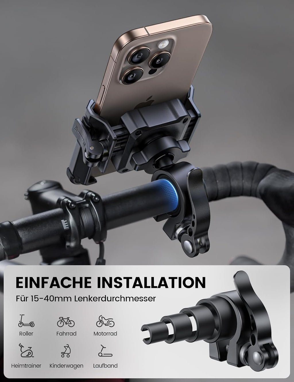 Fahrrad Lenkerhalterung 360° drehbar fuer Smartphone Universal