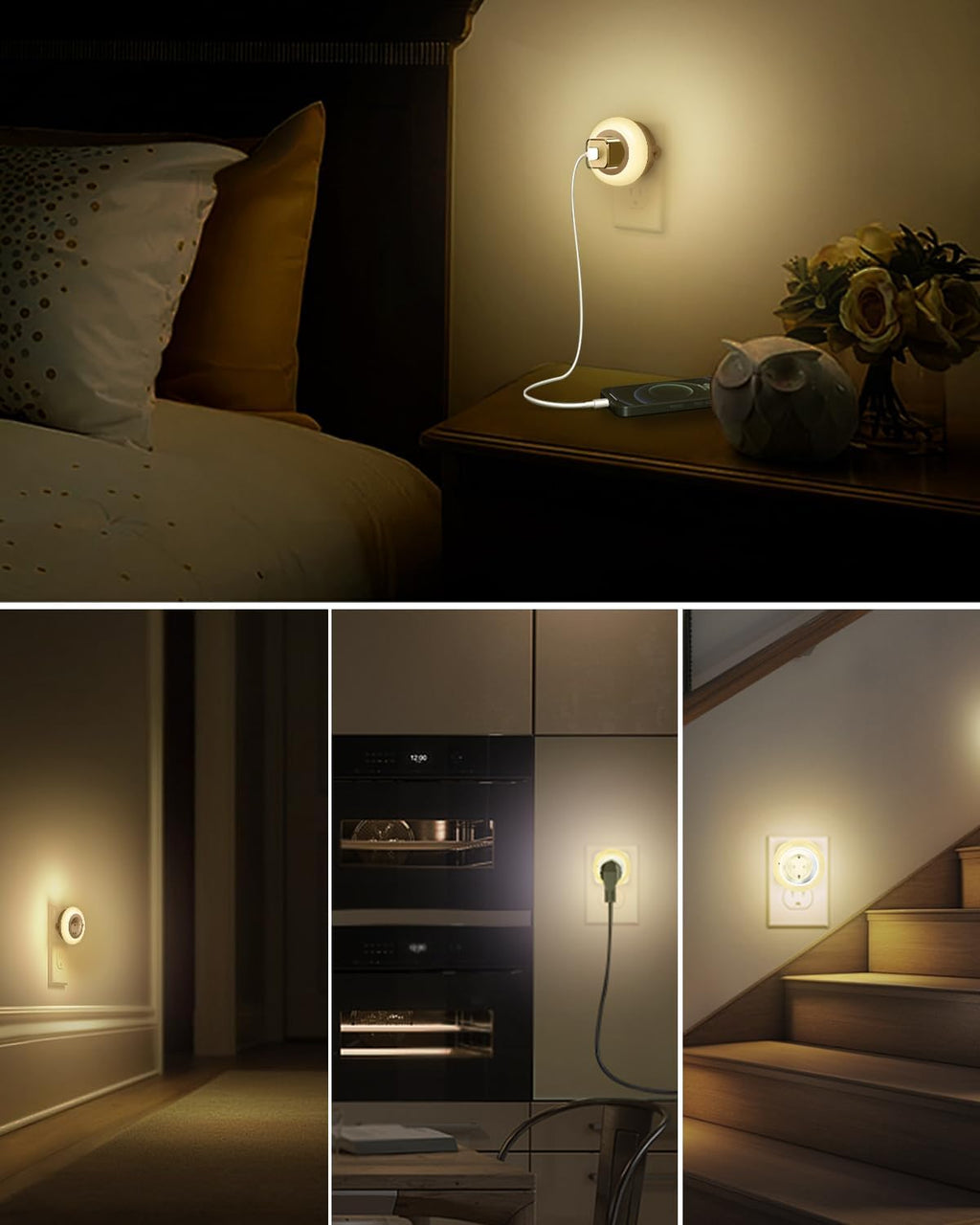 Nachtlicht Steckdose mit Daemmerungssensor dimmbar warmweiss fuer Flur Schlafzimmer