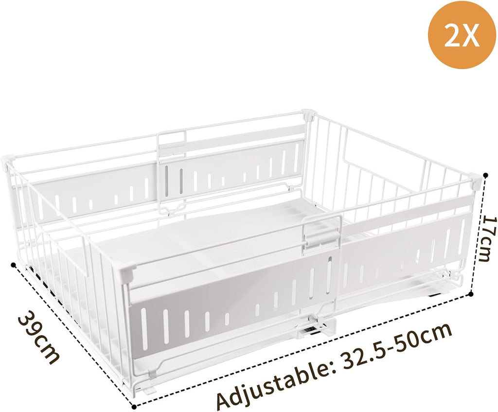 Teleskopschublade Kueche 2er Set ausziehbar Metall 32,5-50 cm Schwarz