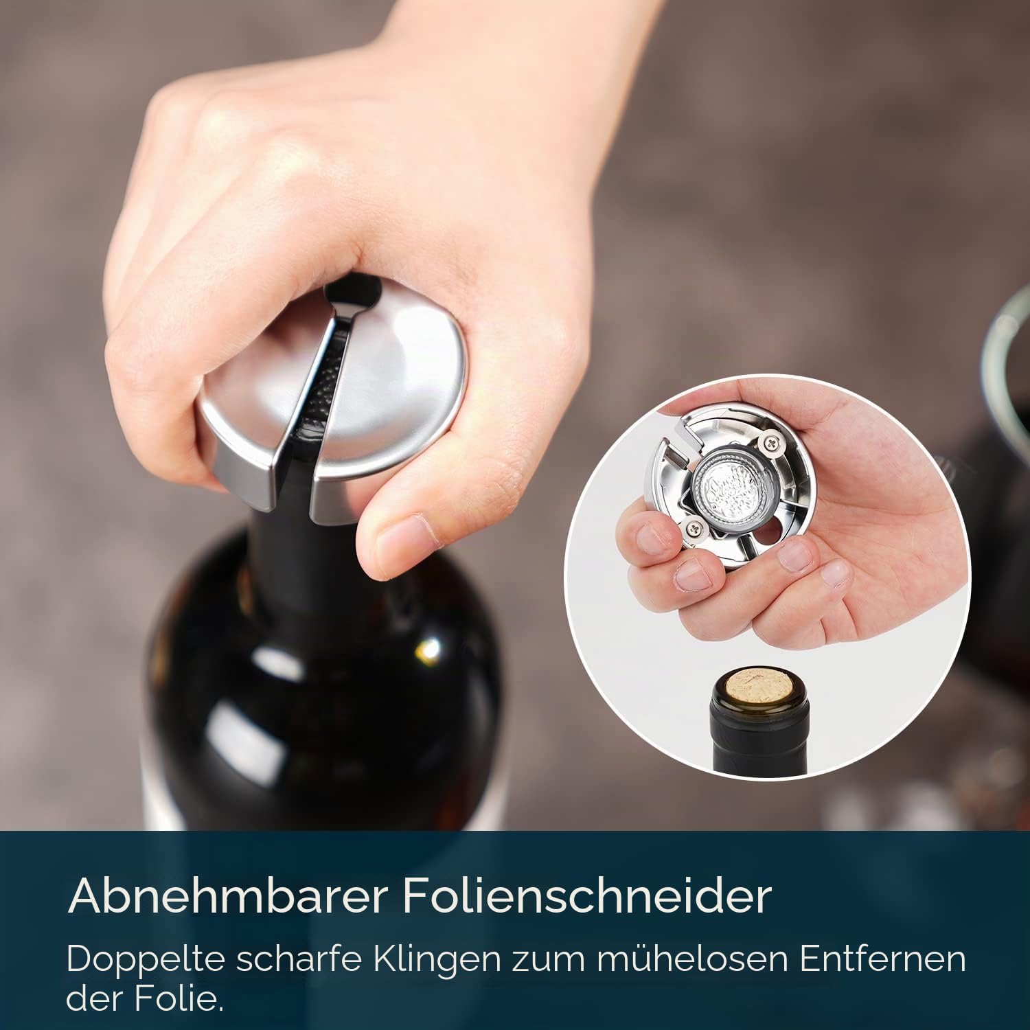 3in1 Korkenzieher Flaschenoeffner schwarz Weinoeffner
