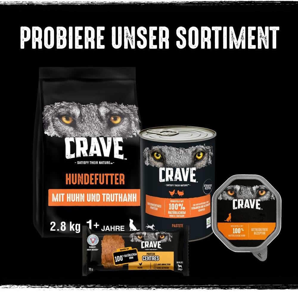 Hundefutter nass CRAVE 6x400g ohne Getreide 3 Sorten 100% natürliches Protein