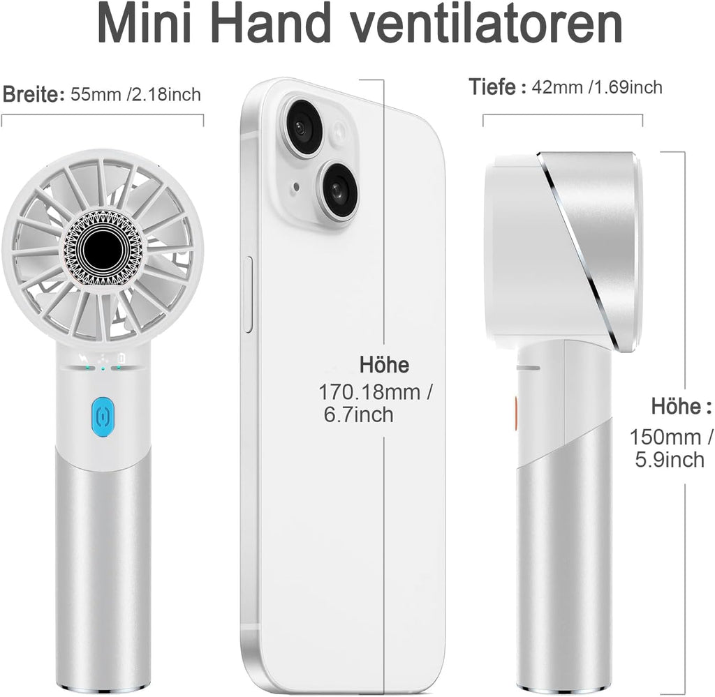 Handventilator Akku wiederaufladbar USB Metall Mini 7000 rpm Tragbar Turbo