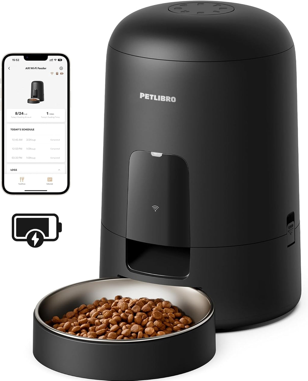 PETLIBRO Intelligenter Katzenfutterautomat kabellos mit App Steuerung, Edelstahl