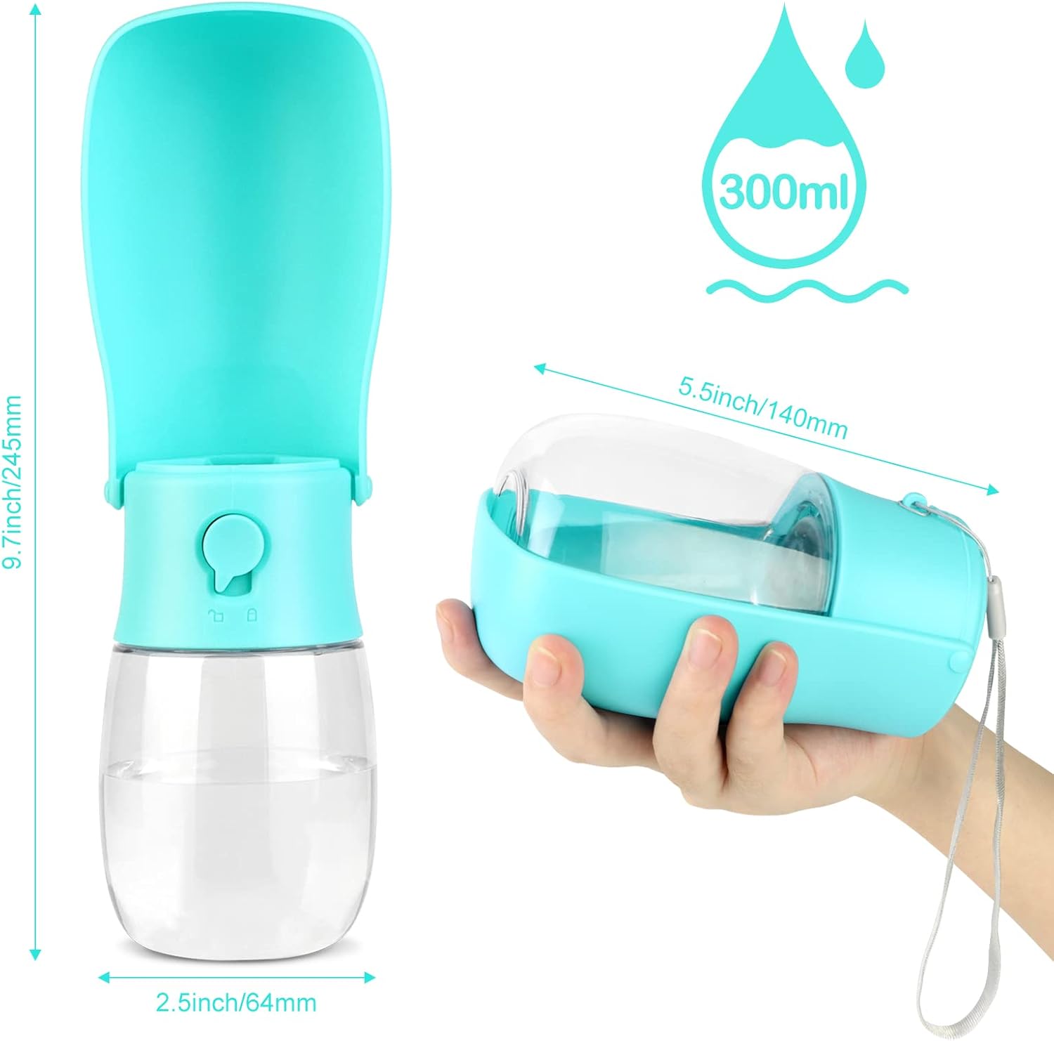 JOPHEK Trinkflasche fuer Hunde und Katzen auslaufsicher mit Filter