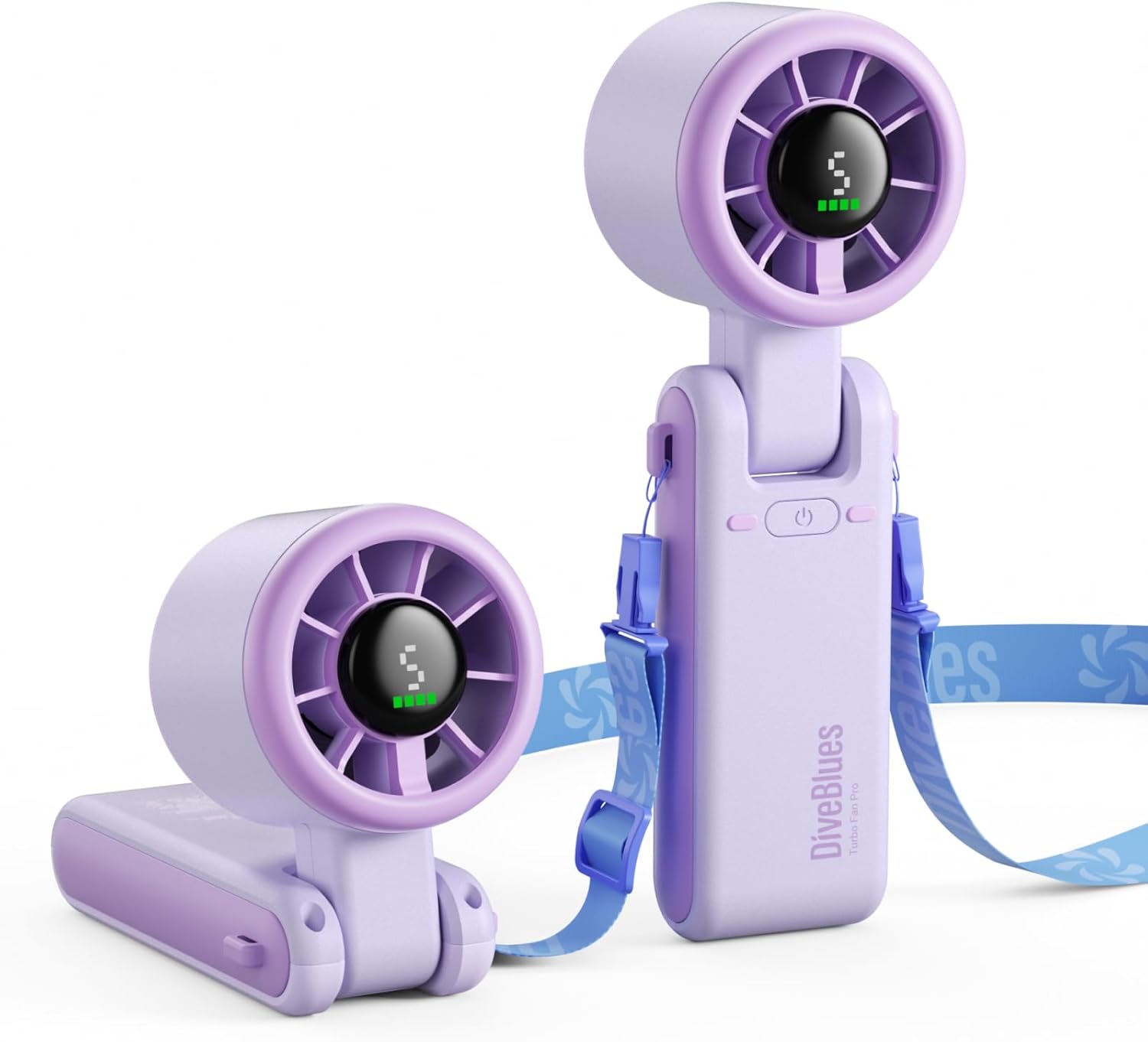 Diveblues Tragbarer Turbo Handventilator 9m/s 5 Stufen Akku 3‑in‑1 Hals Tisch