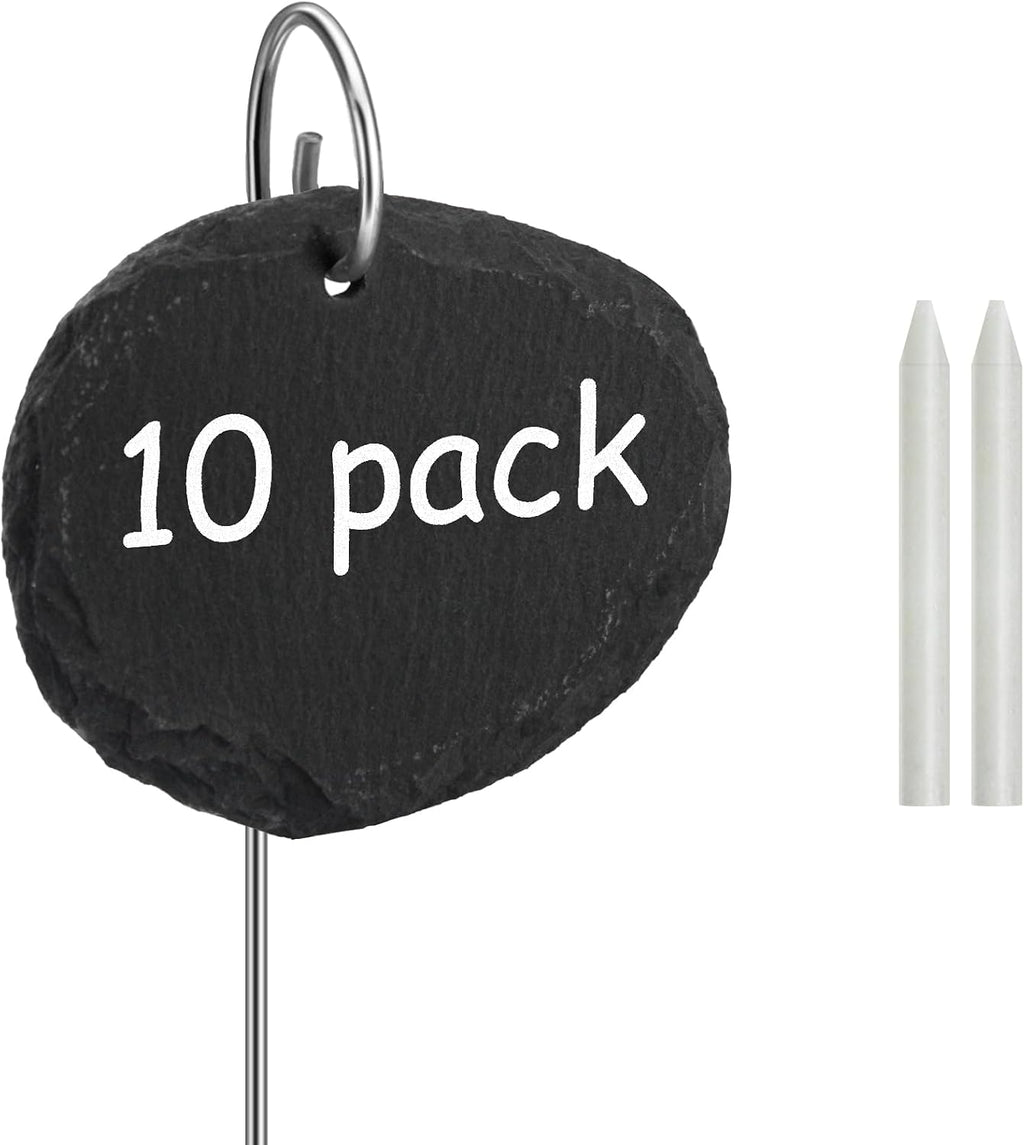 Poeland Schiefertafeln Pflanzschilder 10er Set mit Metallstab witterungsbestaendi