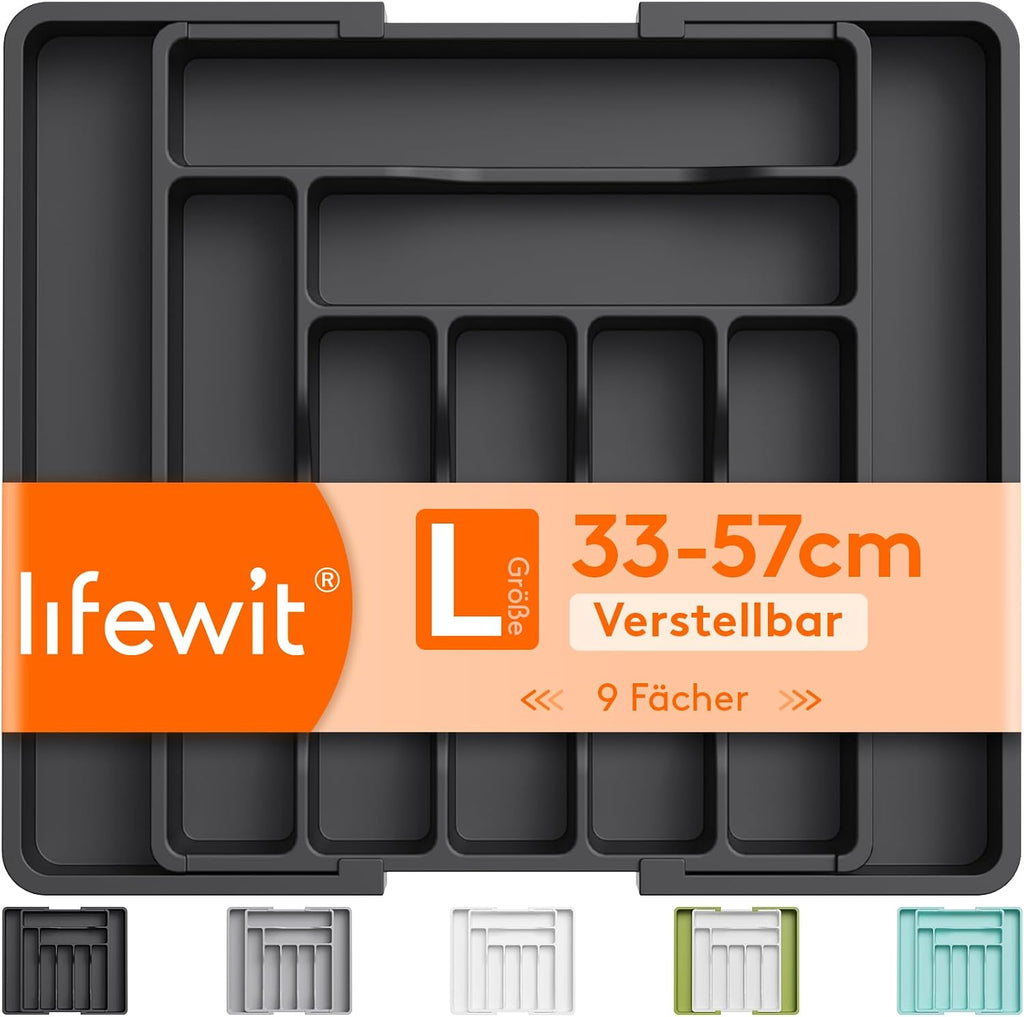 Lifewit Besteckkasten verstellbar Kunststoff Einsatz fuer Schublade