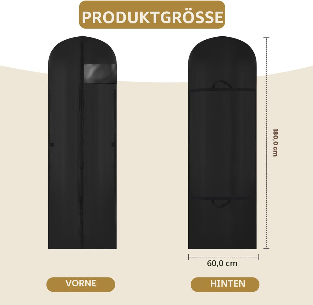 2er Set Kleidersaecke 180x60 cm faltbar staubdicht Schwarz