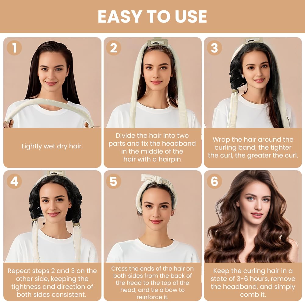 5er Set Heatless Curls Samt Lockenwickler Beige - Locken ohne Hitze