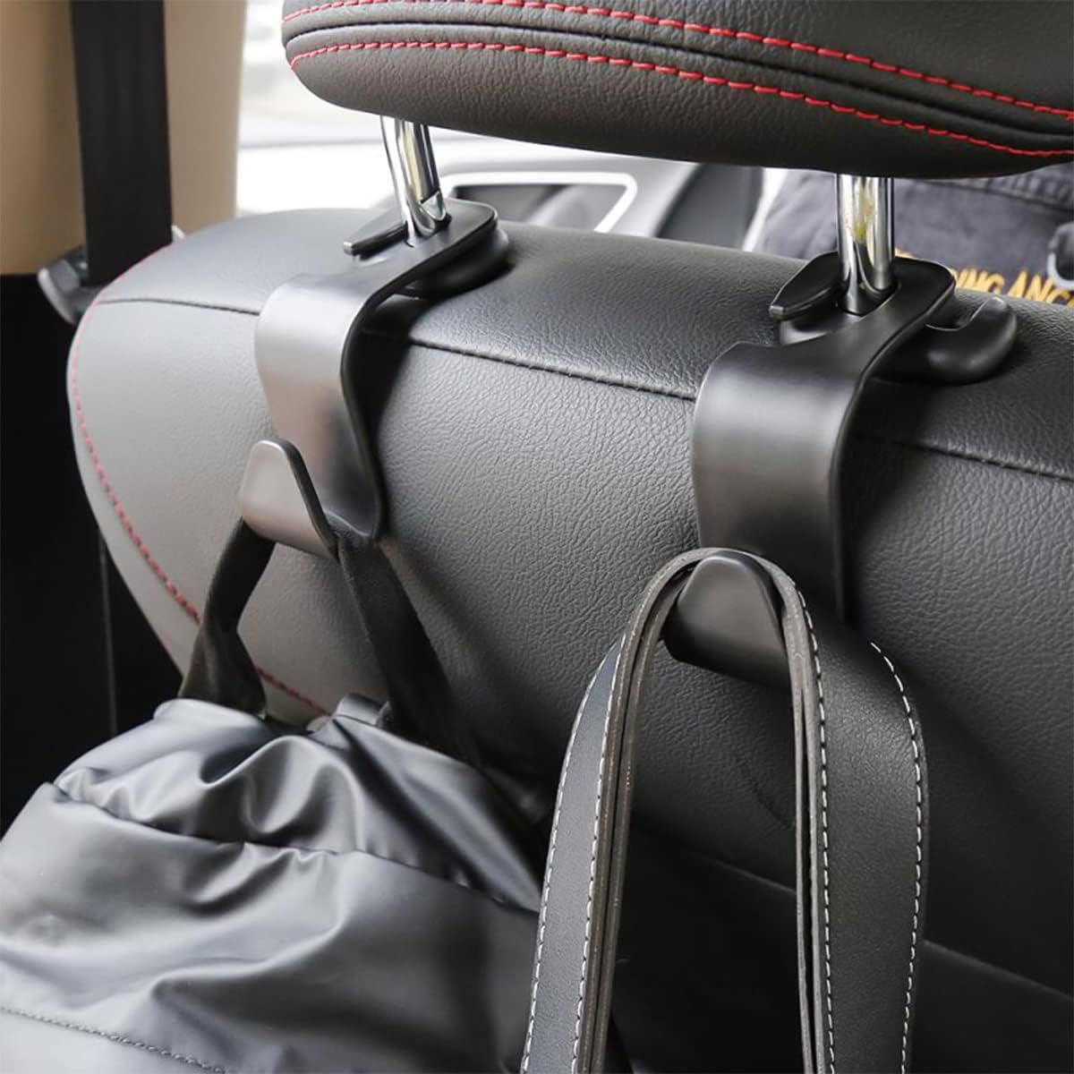 Auto Kopfstuetzen Haken 4er Set Schwarz Tasche Halterung Innenraum