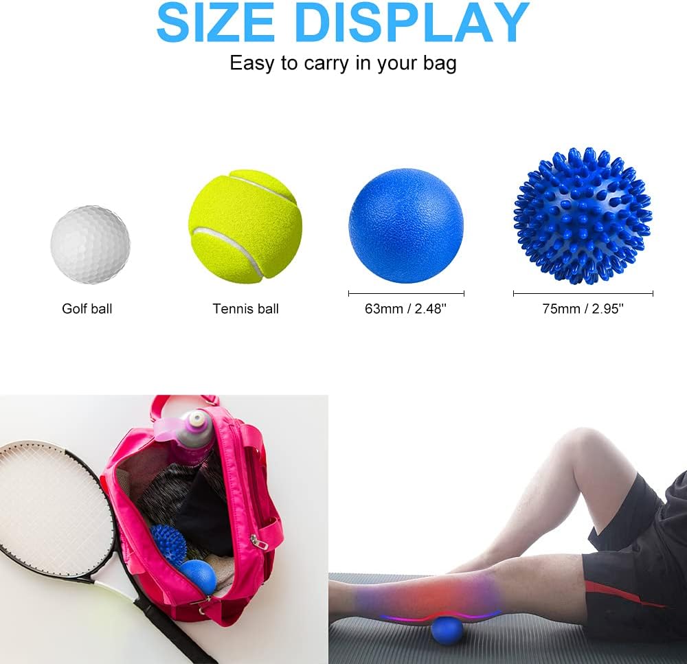 URAQT Faszienbaelle 2er Set Igelball hart blau fuer Ruecken Beine Haende
