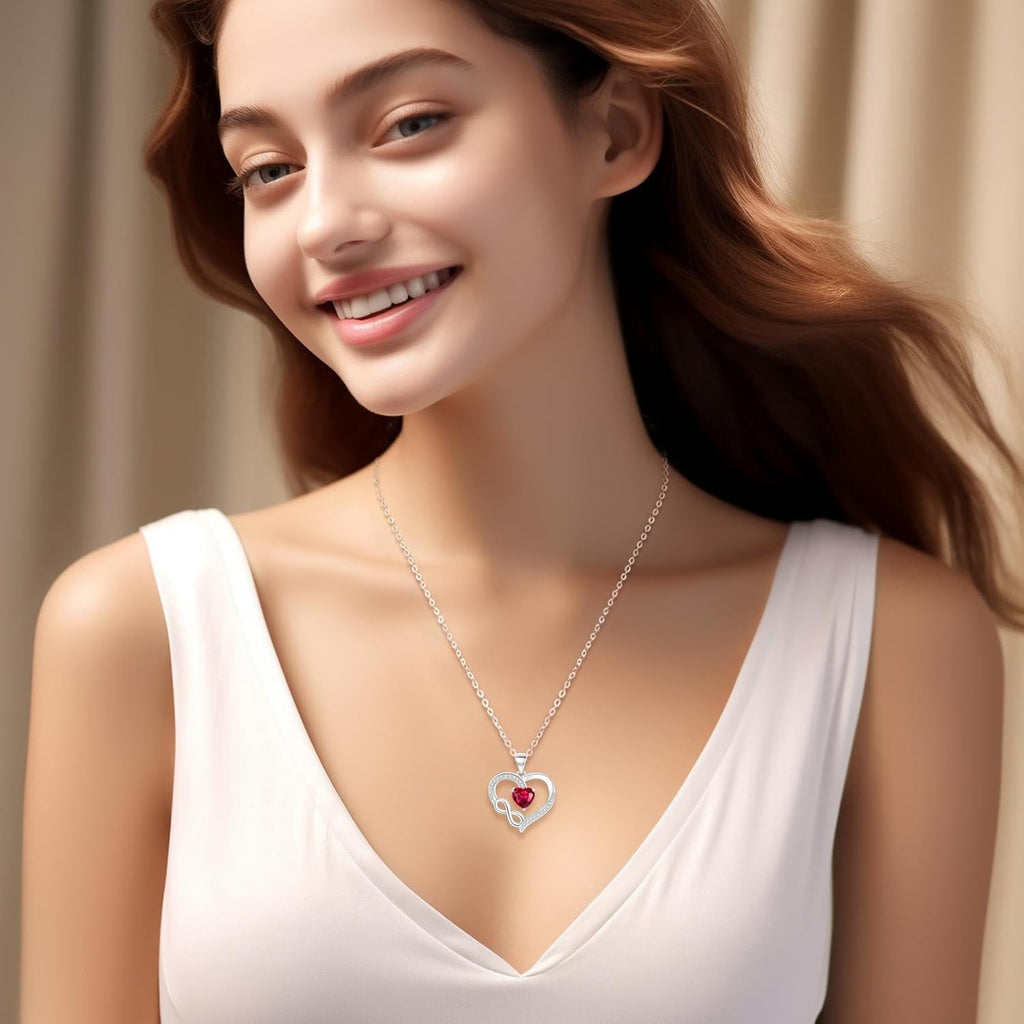 925 Silber Halskette Herz mit Unendlichkeitszeichen Damen Geschenk