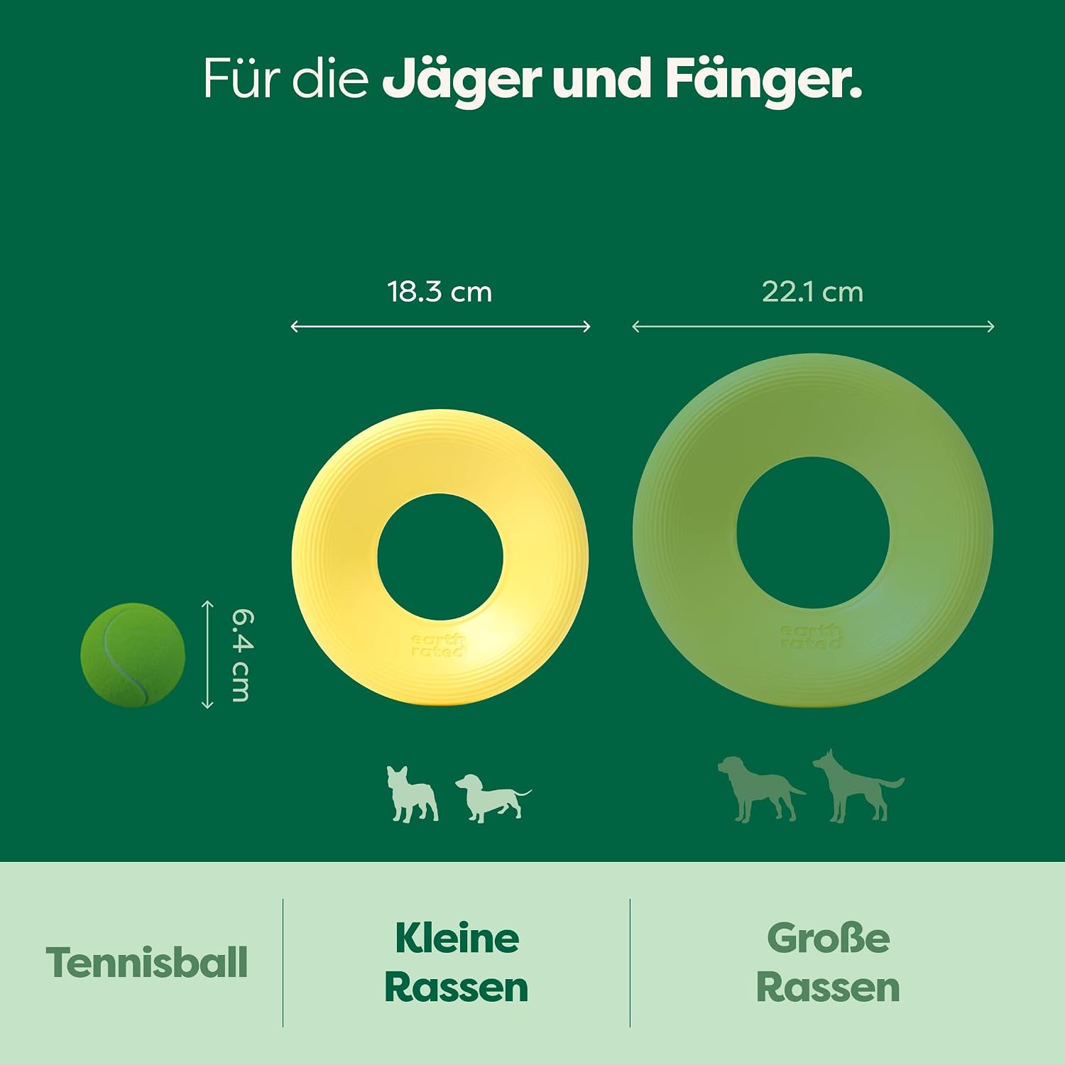Earth Rated Fliegender Ring Hundespielzeug Wasserdicht Schwimmfaehig S-L Gelb