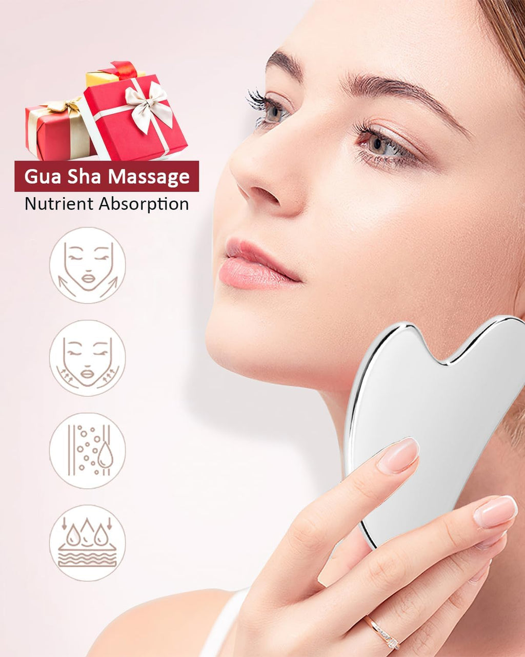 Gua Sha Edelstahl Massagegeraet Gesicht Lymphdrainage Koerper