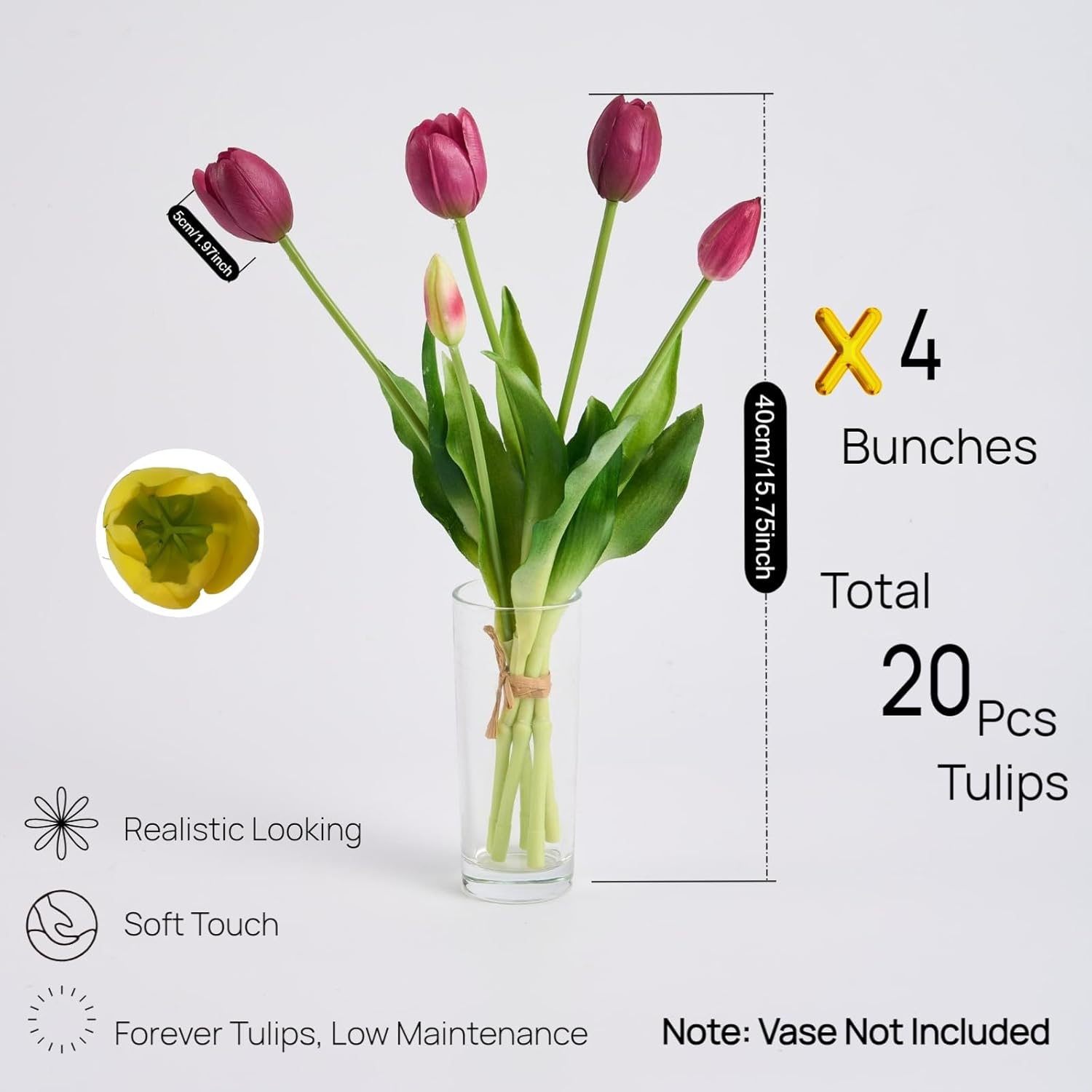 Kuenstliche Tulpen Real Touch 20 Stueck Strauss Kunstblumen Deko