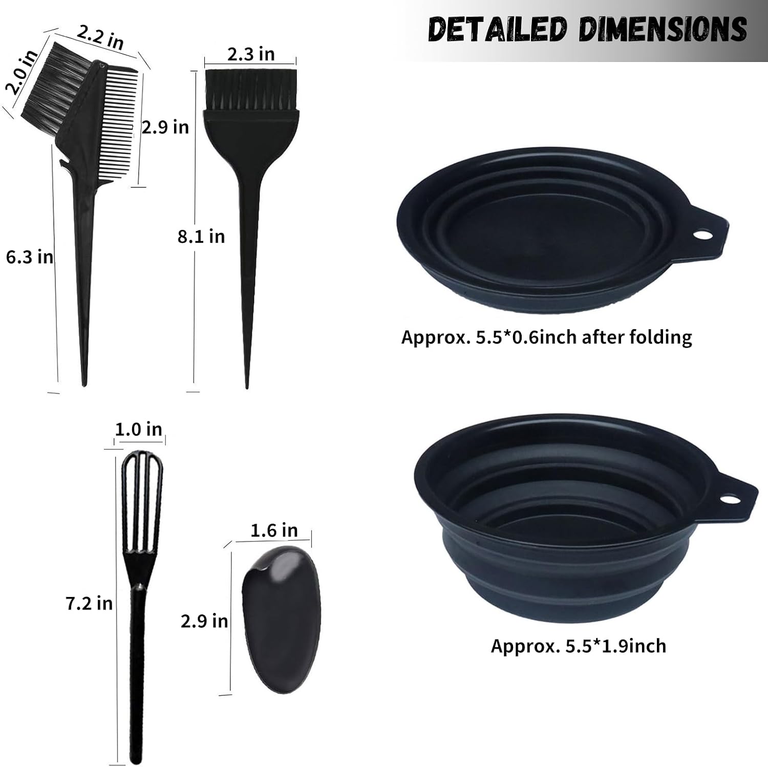 5er Set Haarfaerbepinsel mit Schale, Buerste, Kamm und Ohrenabdeckung