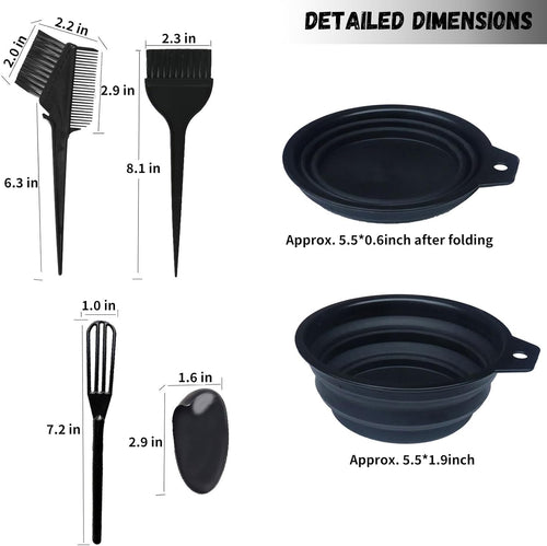 5er Set Haarfaerbepinsel mit Schale, Buerste, Kamm und Ohrenabdeckung