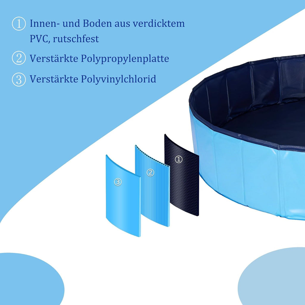 Faltbarer Hundepool 160x30 cm Hundebadewanne Planschbecken Baellebad