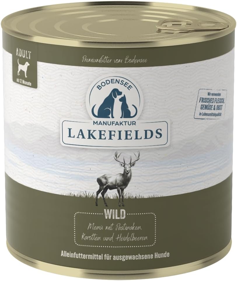 Lakefields Hundefutter Nass Wild 59% 6x400g getreidefrei schonend gegart -80
