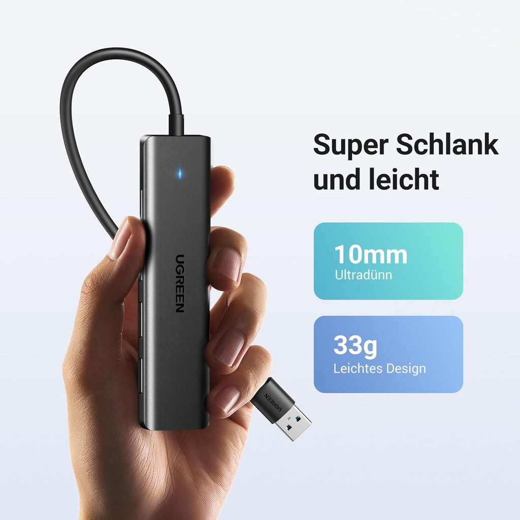 UGREEN USB 3.0 4‑Port Hub 5 Gbps mit 15cm-100cm Kabel