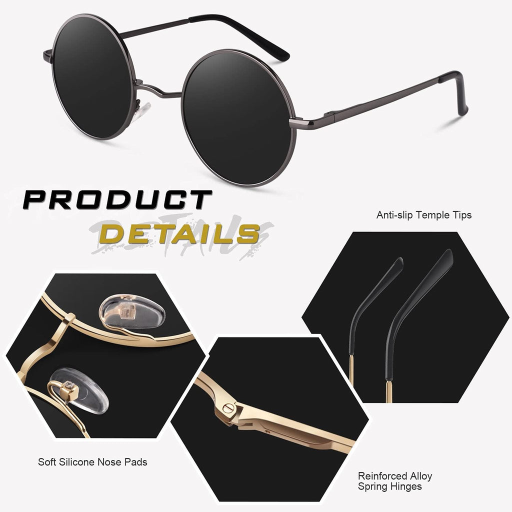 GQUEEN Polarisierte Retro Sonnenbrille rund UV400 Herren Damen MEZ1