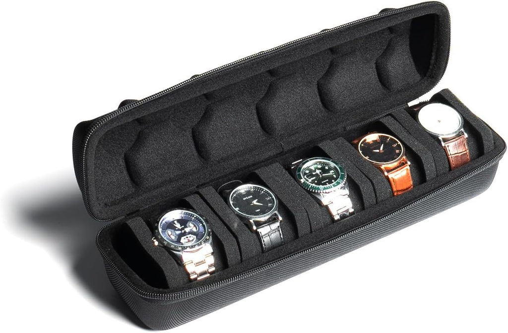 Uhrenetui Hartschale mit 8 Faechern Reisebox Uhrenbox Aufbewahrung