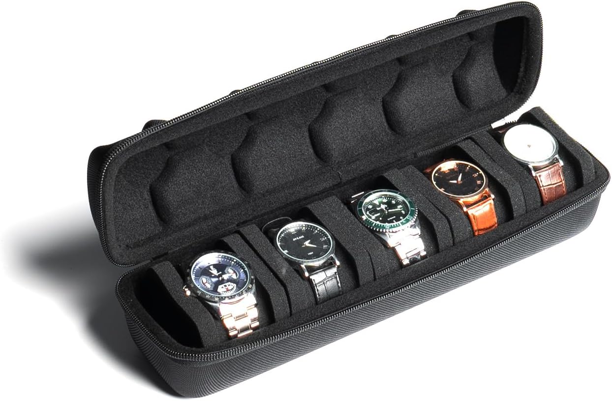 Uhrenetui Hartschale mit 8 Faechern Reisebox Uhrenbox Aufbewahrung