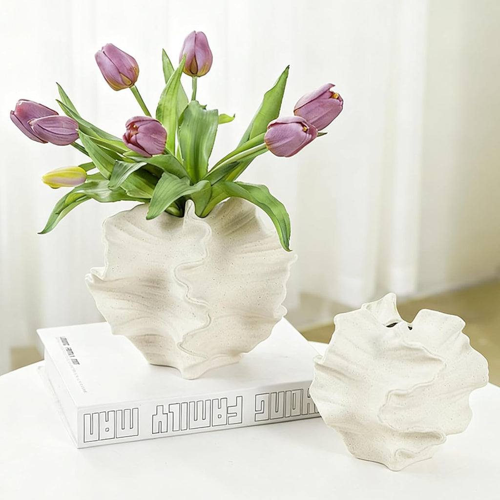Keramikvase SUKIYPO Beige Boho Nordic Deko Modern Blumenvase