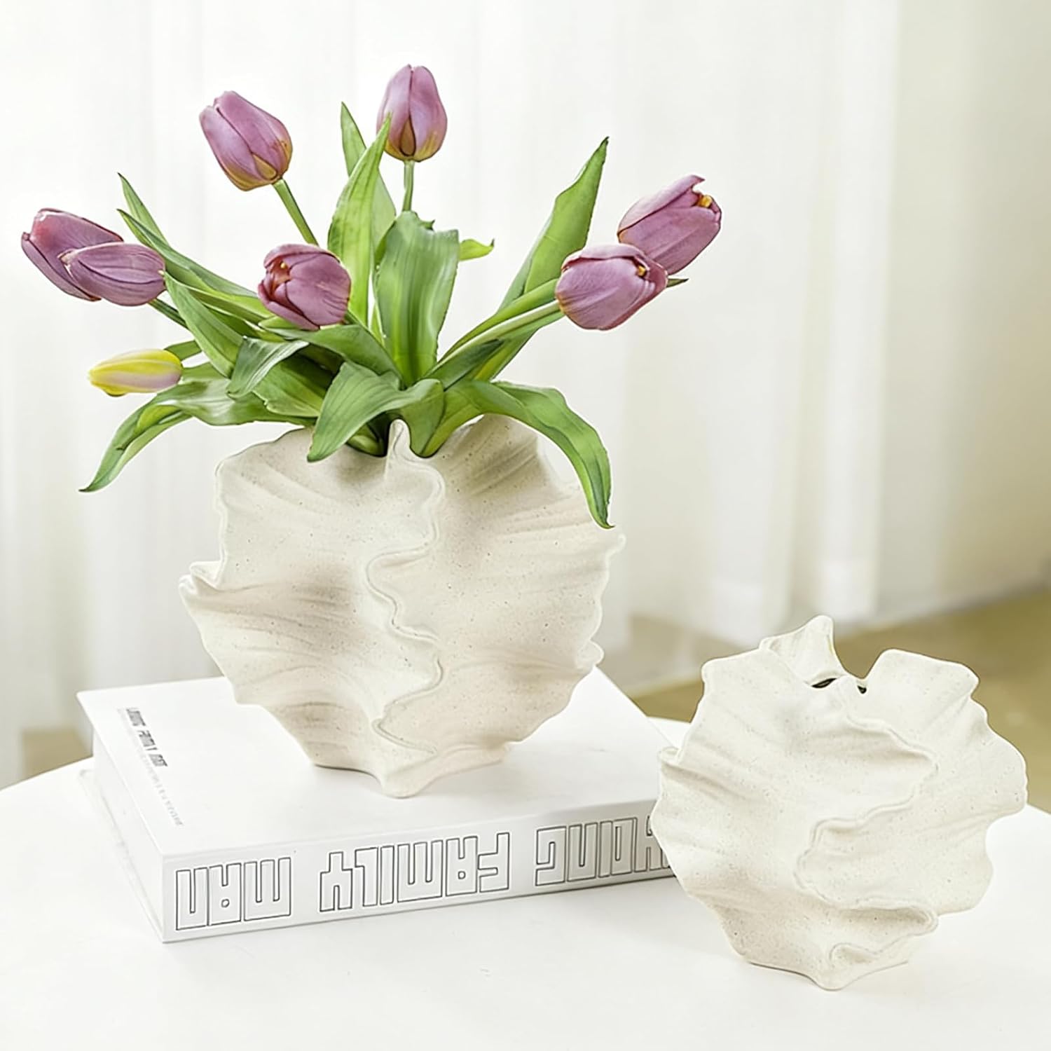Keramikvase SUKIYPO Beige Boho Nordic Deko Modern Blumenvase