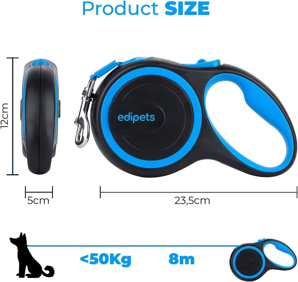 Edipets Flexi Hundeleine 5m Ausziehbar Retractable Grau 5m