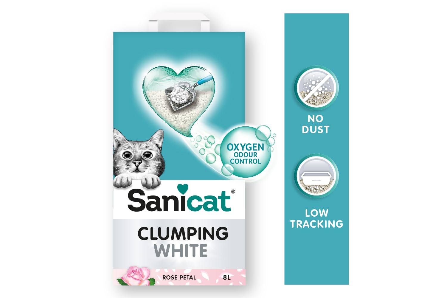 Sanicat Weisse Klumpstreu 8L mit Rosenduft geruchsbindend