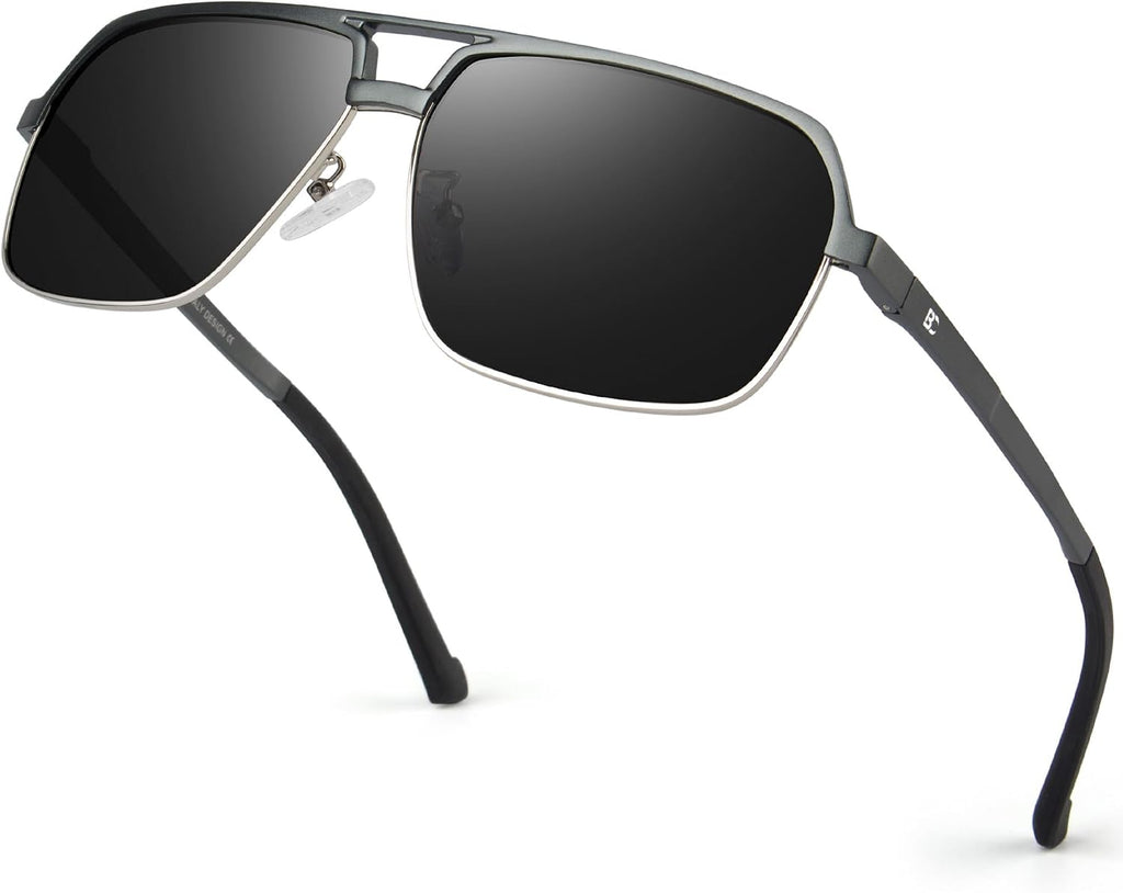 Polarisierte Herren Sonnenbrille Retro Schwarz 100% UV Schutz Fahren Angeln