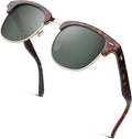 GQUEEN Halbrahmen Sonnenbrille polarisiert Retro Horn Gestell Unisex